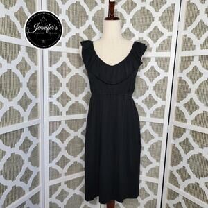 LOFT Women's Black Casual Scoop Ruffle Neckline Sleeveless Dress Size XL